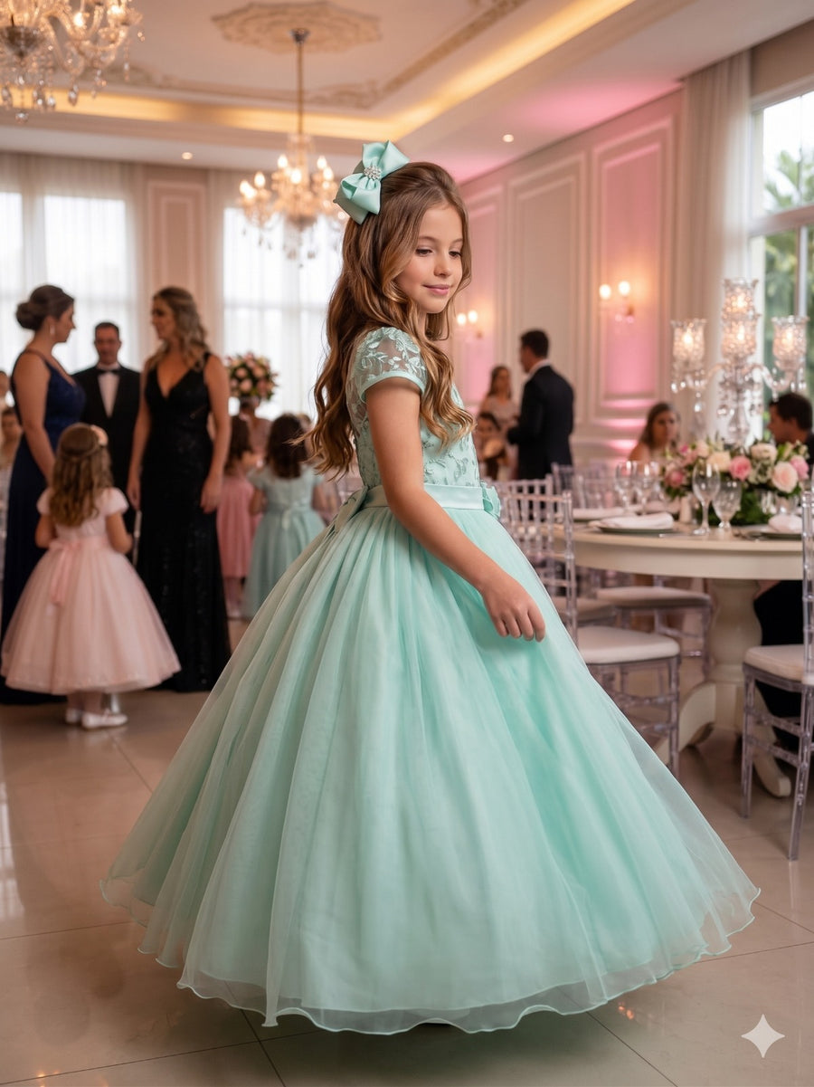 Vestido Mini Miss Longo Carol Verde Menta
