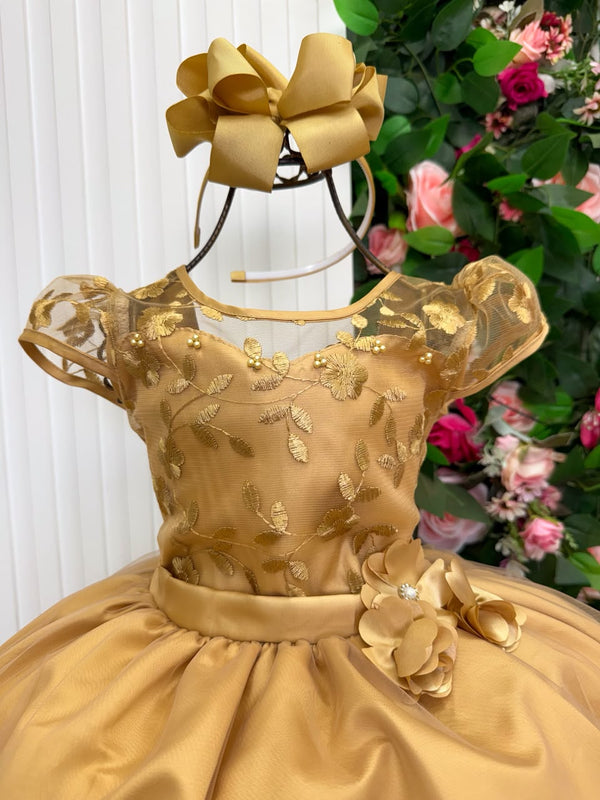 Vestido Mini Miss Longo Carol Dourado