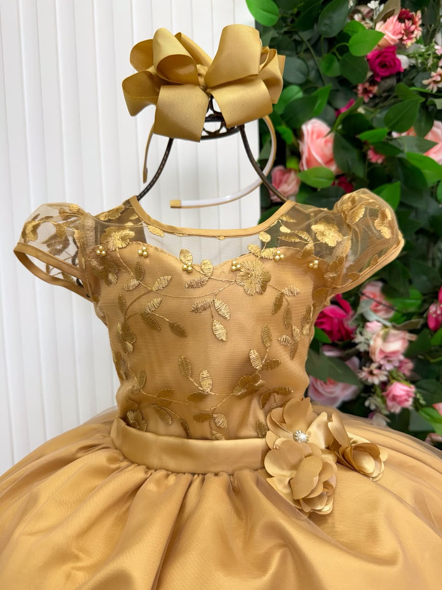 Vestido Mini Miss Longo Carol Dourado