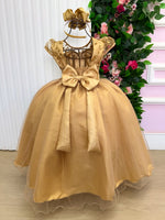 Vestido Mini Miss Longo Carol Dourado