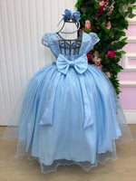 Vestido Mini Miss Longo Carol Azul Bebe