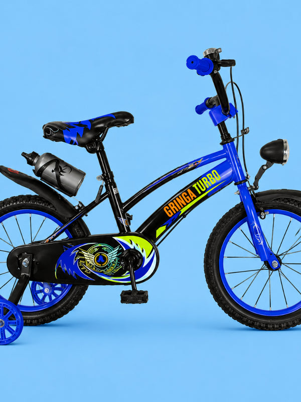 Bicicleta Infantil Aro 14 Old School Azul 3 a 7 Anos LED + Pneu Grosso + Farol +