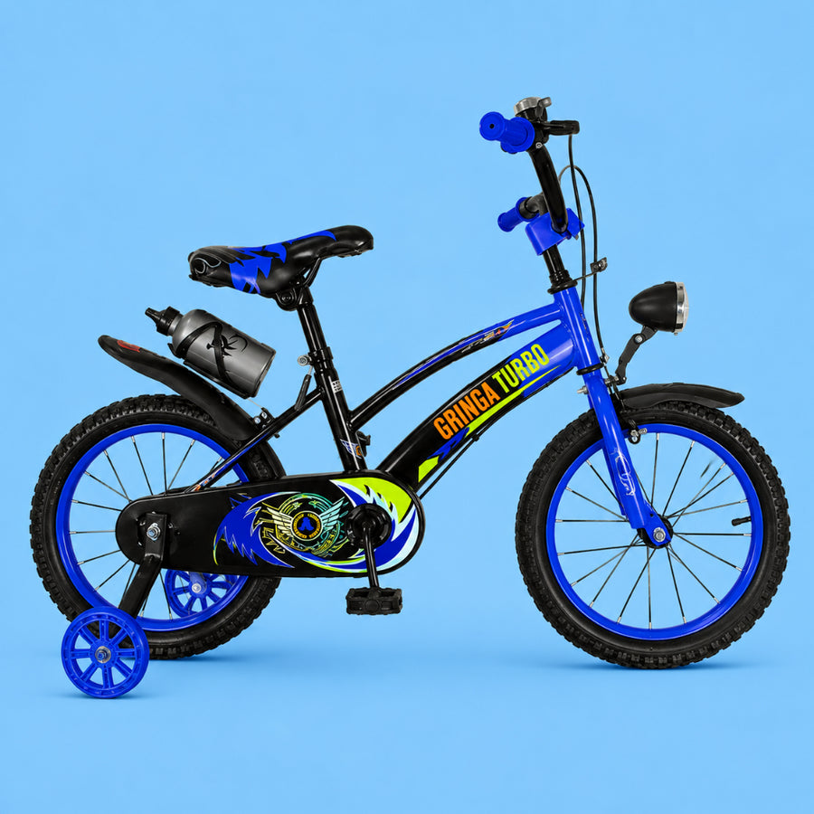 Bicicleta Infantil Aro 14 Old School Azul 3 a 7 Anos LED + Pneu Grosso + Farol +