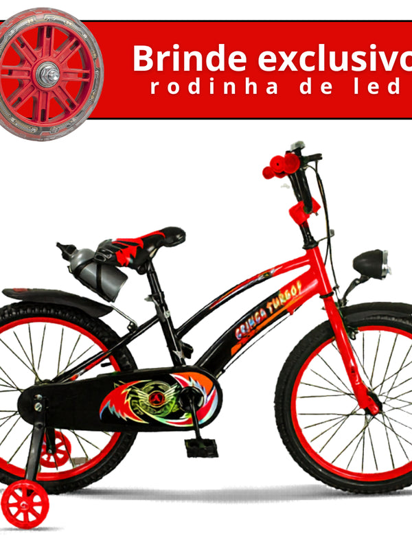 Bicicleta Infantil Aro 16 Old School Vermelho 4 a 8 Anos LED + Pneu Grosso + Far