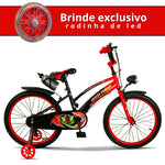 Bicicleta Infantil Aro 16 Old School Vermelho 4 a 8 Anos LED + Pneu Grosso + Far