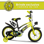 Bicicleta Infantil Aro 14 Old School Amarela 3 a 7 Anos LED + Pneu Grosso + Faro