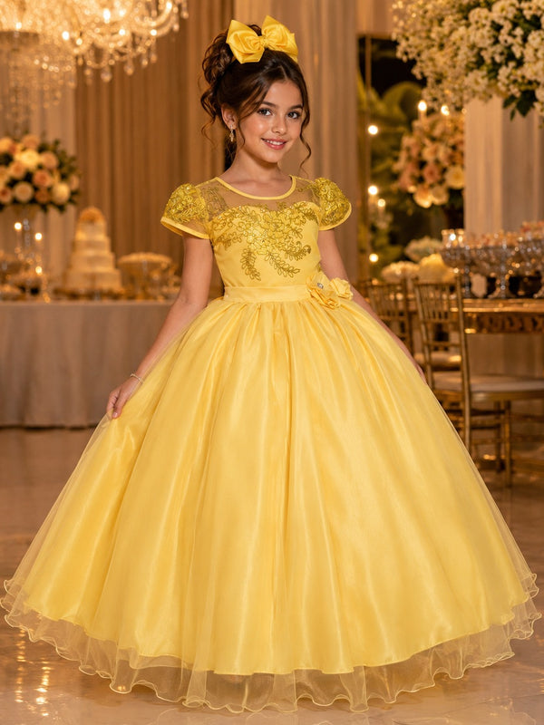 Vestido Mini Miss Longo Carol Amarelo
