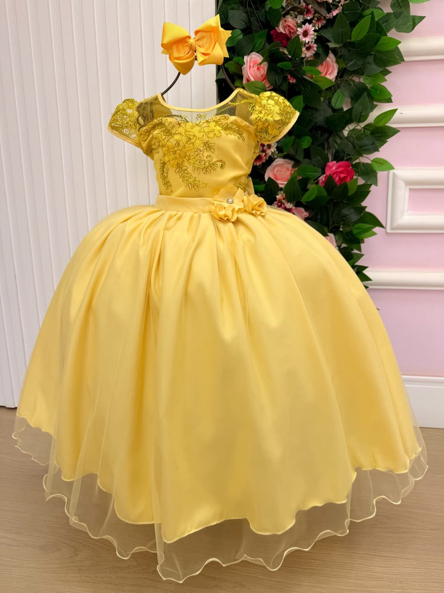 Vestido Mini Miss Longo Carol Amarelo