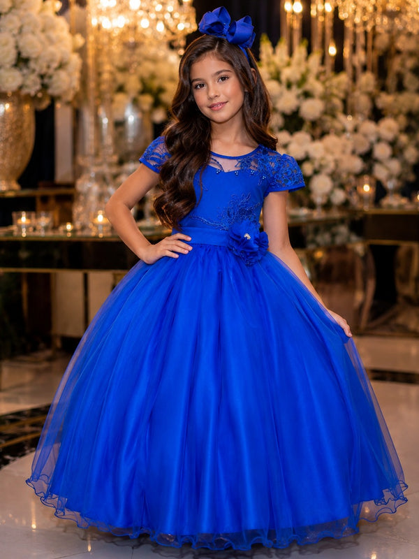 Vestido Mini Miss Longo Carol Azul Royal