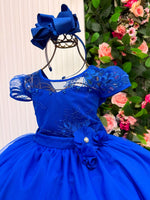 Vestido Mini Miss Longo Carol Azul Royal