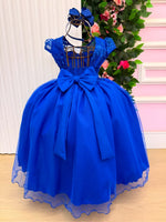 Vestido Mini Miss Longo Carol Azul Royal
