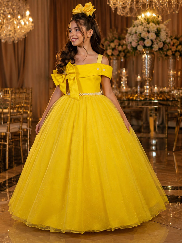 Vestido Banana Club Longo Doce Elegancia Amarelo