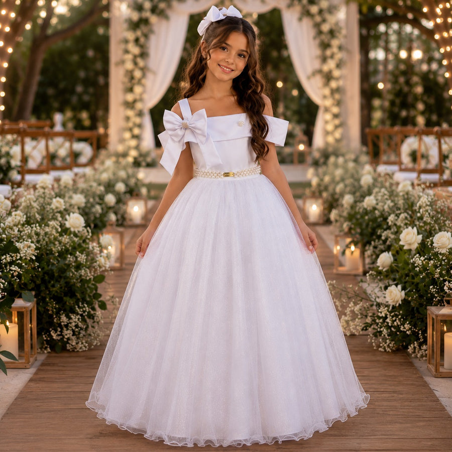 Vestido Banana Club Longo Doce Elegancia Branco