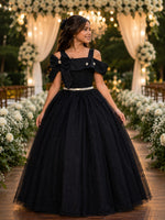 Vestido Banana Club Longo Doce Elegancia Preto