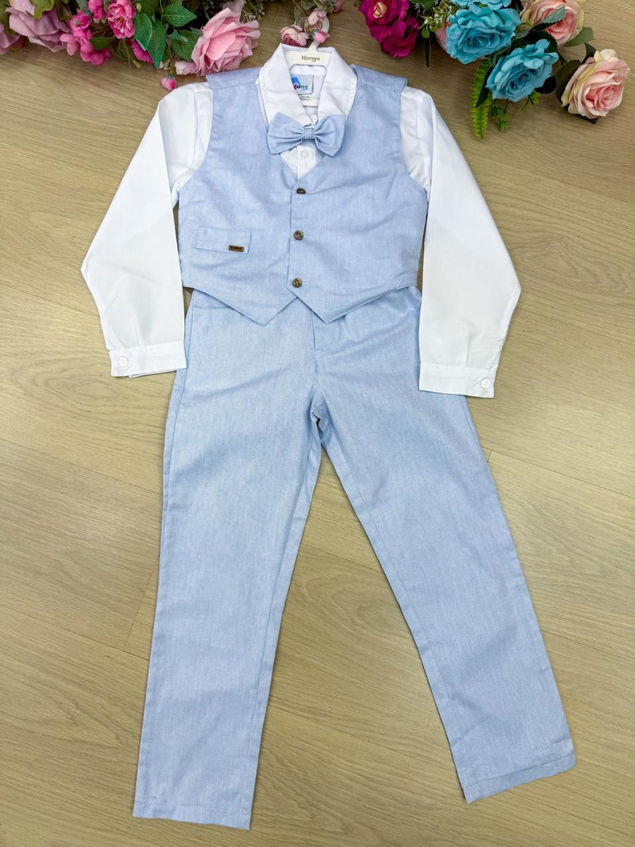 Conjunto Kanga Social Victor Colete Azul Bebe