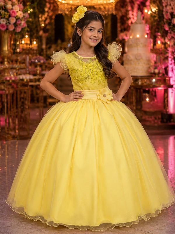 Vestido Mini Miss Longo Suzy Amarelo