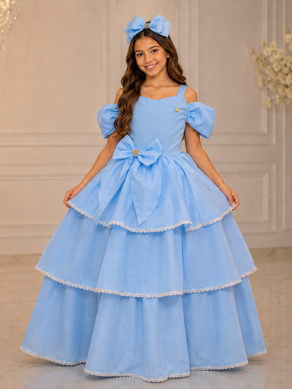 Vestido Banana Club Longo Safira Azul Bebe