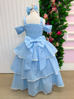Vestido Banana Club Longo Safira Azul Bebe