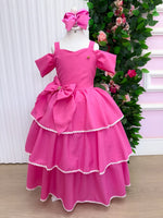 Vestido Banana Club Longo Safira Rosa Chiclete