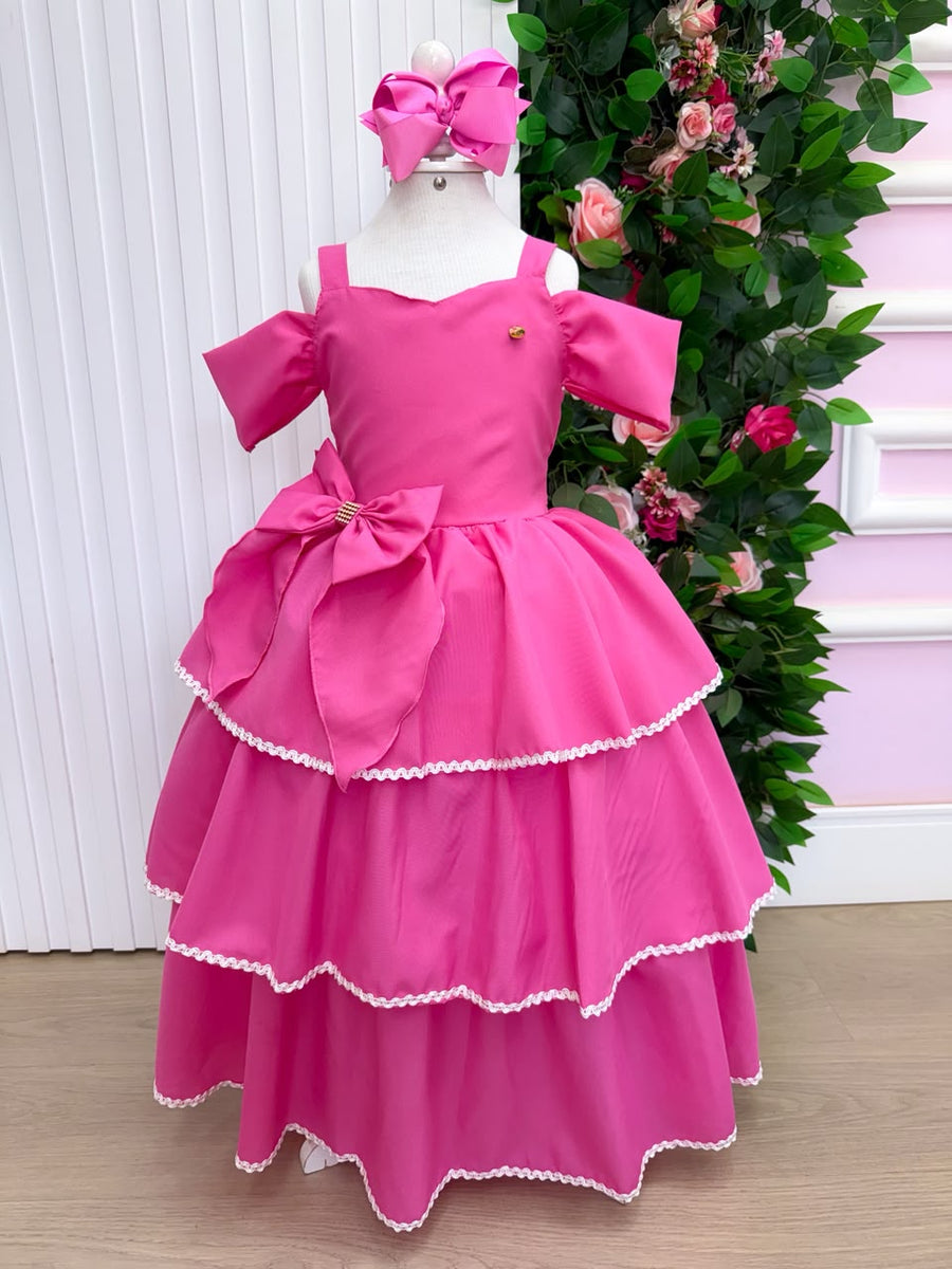 Vestido Banana Club Longo Safira Rosa Chiclete