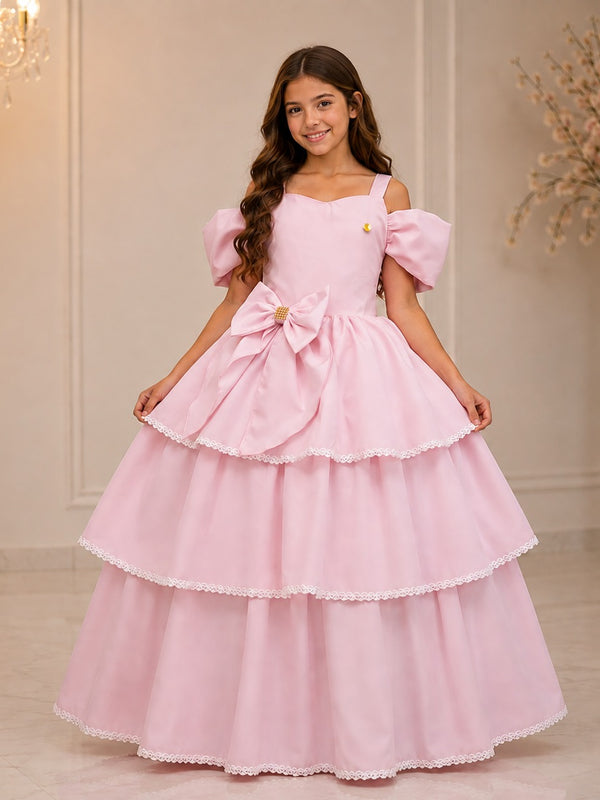 Vestido Banana Club Longo Safira Rosa Bebe