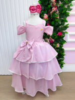 Vestido Banana Club Longo Safira Rosa Bebe