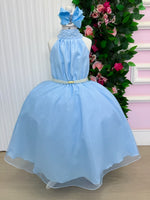 Vestido Banana Club Longo Âmbar Azul Bebe