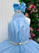 Vestido Banana Club Longo Âmbar Azul Bebe