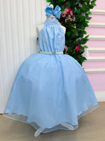 Vestido Banana Club Longo Âmbar Azul Bebe
