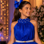 Vestido Banana Club Longo Âmbar Azul Royal
