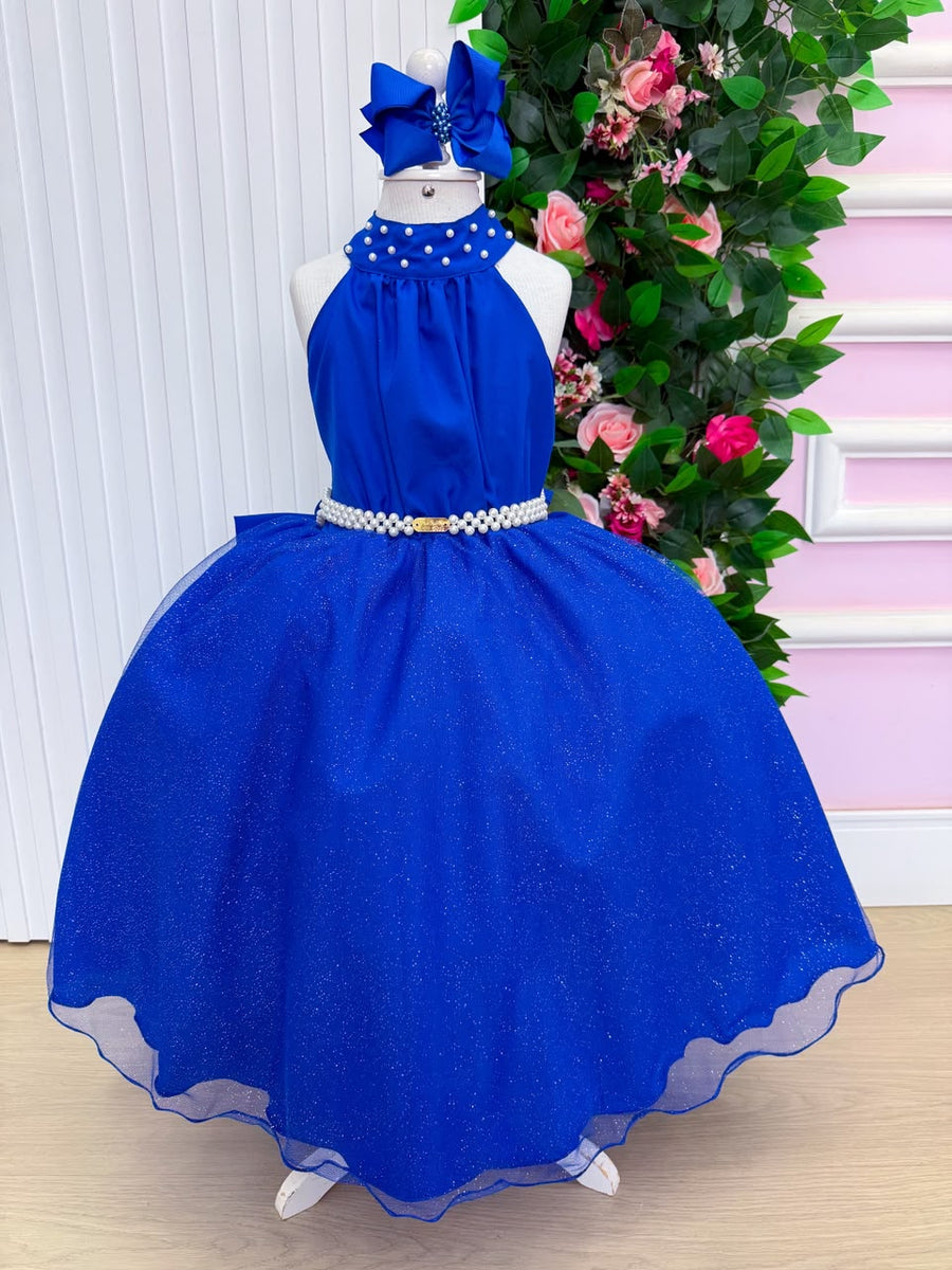 Vestido Banana Club Longo Âmbar Azul Royal
