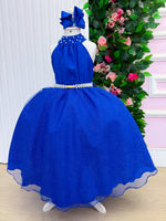 Vestido Banana Club Longo Âmbar Azul Royal