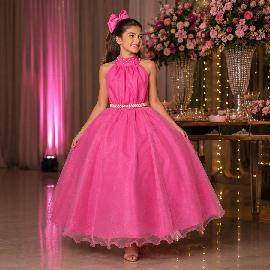 Vestido Longo Banana Club Âmbar Rosa Chiclete