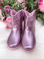 Bota/ Coturno Pitico Boiadeira Rosa Metalizado