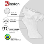 Meia Winston Branca Babado
