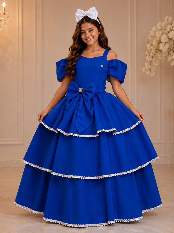 Vestido Banana Club Longo Safira Azul Royal