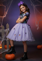 Vestido Fantasia Tematicos Kids Halloween Saia Lilas