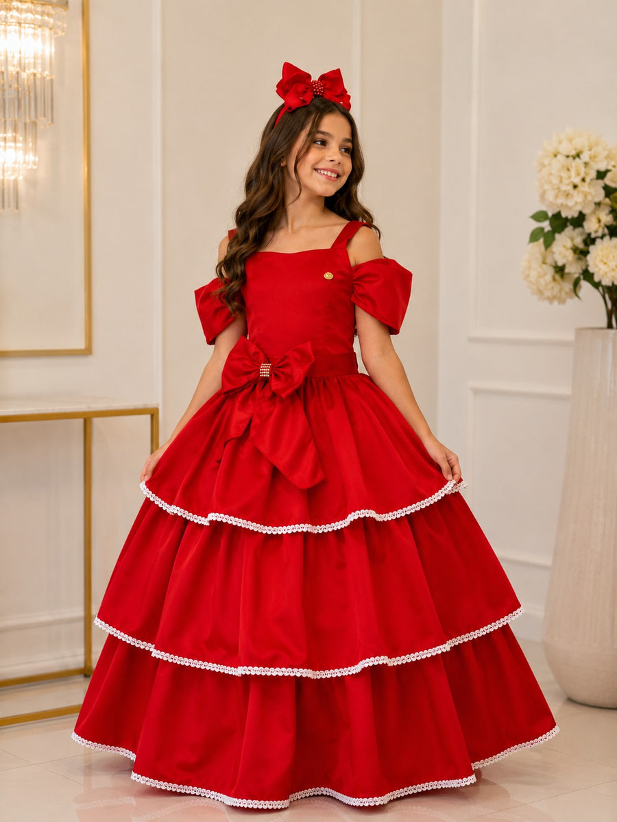 Vestido Banana Club Longo Safira Vermelho