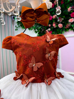 Vestido Juvenil - Midi Vila Lele Sabrina Terracota e Off