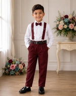 Conjunto Meninos Miss Cherry Leo Suspensorio Marsala