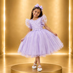 Vestido Infantil Lilas C/ Bordado,  Borboletas e flores Dama Festas Luxo