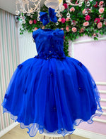 Vestido Juvenil Vila Lele Regata Flores Azul Royal