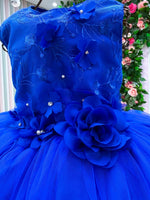 Vestido Juvenil Vila Lele Regata Flores Azul Royal