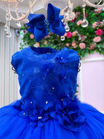 Vestido Juvenil Vila Lele Regata Flores Azul Royal