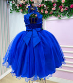 Vestido Juvenil Vila Lele Regata Flores Azul Royal