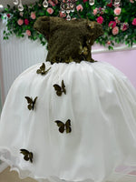Vestido Juvenil - Midi Vila Lele Sabrina Verde Militar e Off