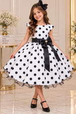 Vestido Ysa Kids Penelope Bolinhas Branco
