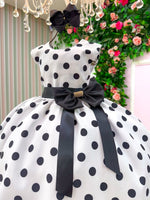 Vestido Ysa Kids Penelope Bolinhas Branco