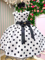 Vestido Ysa Kids Penelope Bolinhas Branco