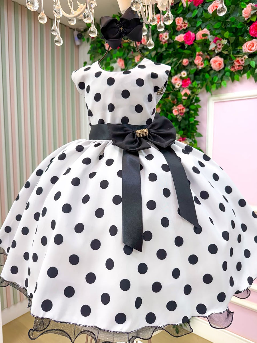 Vestido Ysa Kids Penelope Bolinhas Branco